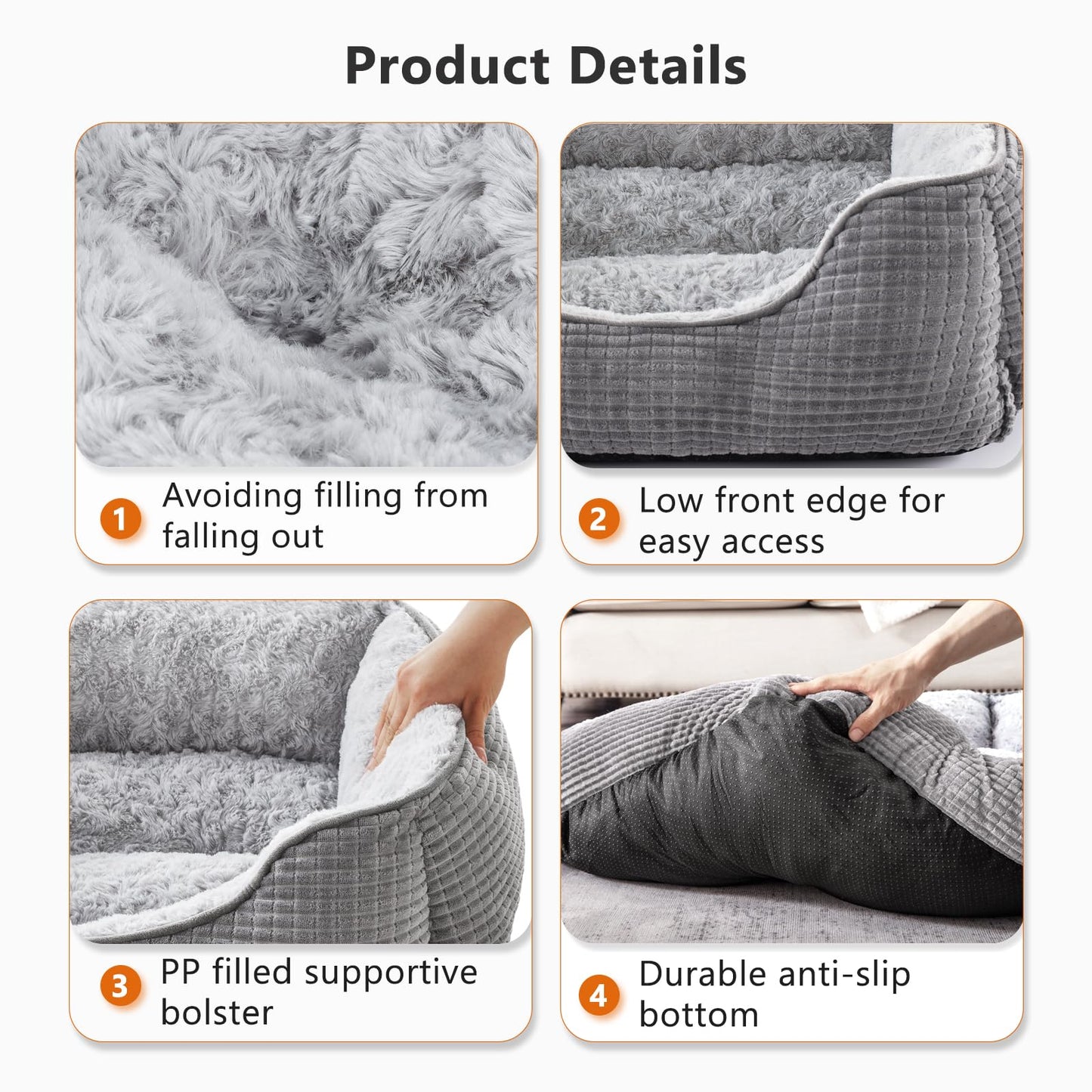 Pawluo Orthopedic Dog Bed – Washable Calming Bed with Raised Edges & Non-Slip Bottom