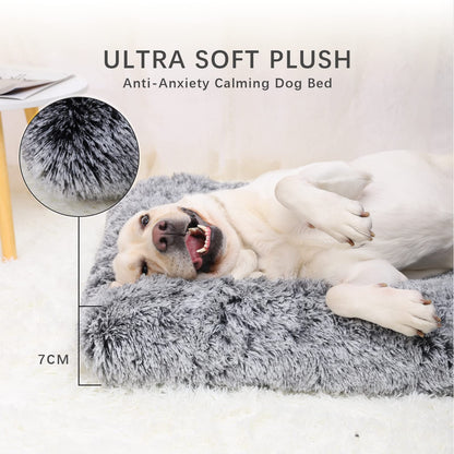Pawluo Medium Dog Bed – Washable Calming Plush Mattress with Anti-Slip Bottom