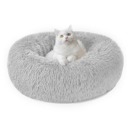 Pawluo Calming Dog & Cat Donut Bed – Washable Plush Anti-Anxiety Bed with Non-Slip Bottom