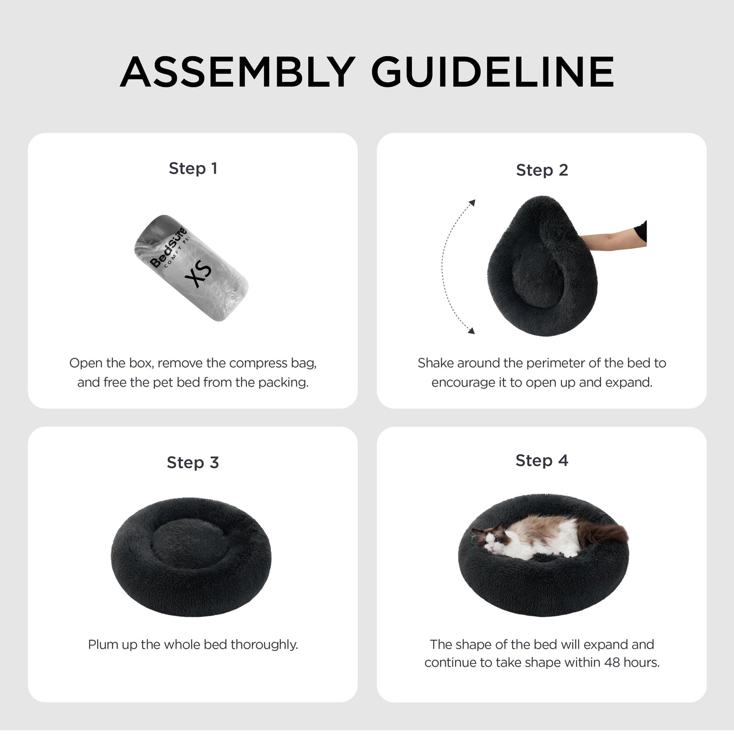 Pawluo Calming Donut Bed – Washable Round Bed for Small Dogs & Cats