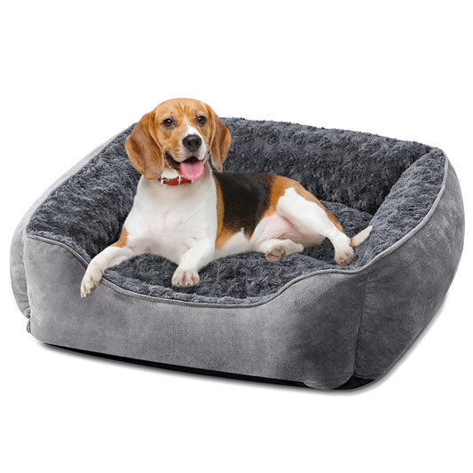 Pawluo Medium Dog Bed – Washable Anti-Anxiety Plush Mattress with Non-Slip Bottom