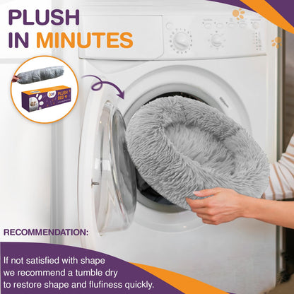 Pawluo Plush Donut Cat & Dog Bed – Calming Self-Warming Bed with Anti-Slip Base