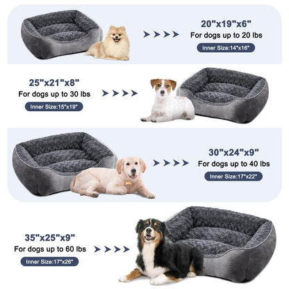 Pawluo Medium Dog Bed – Washable Anti-Anxiety Plush Mattress with Non-Slip Bottom