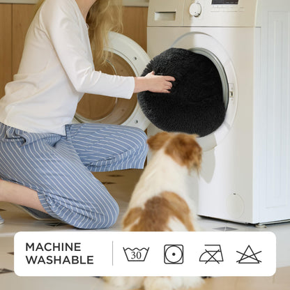 Pawluo Calming Donut Bed – Washable Round Bed for Small Dogs & Cats