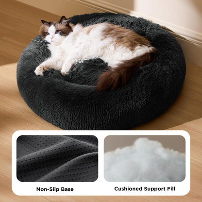 Pawluo Calming Donut Bed – Washable Round Bed for Small Dogs & Cats