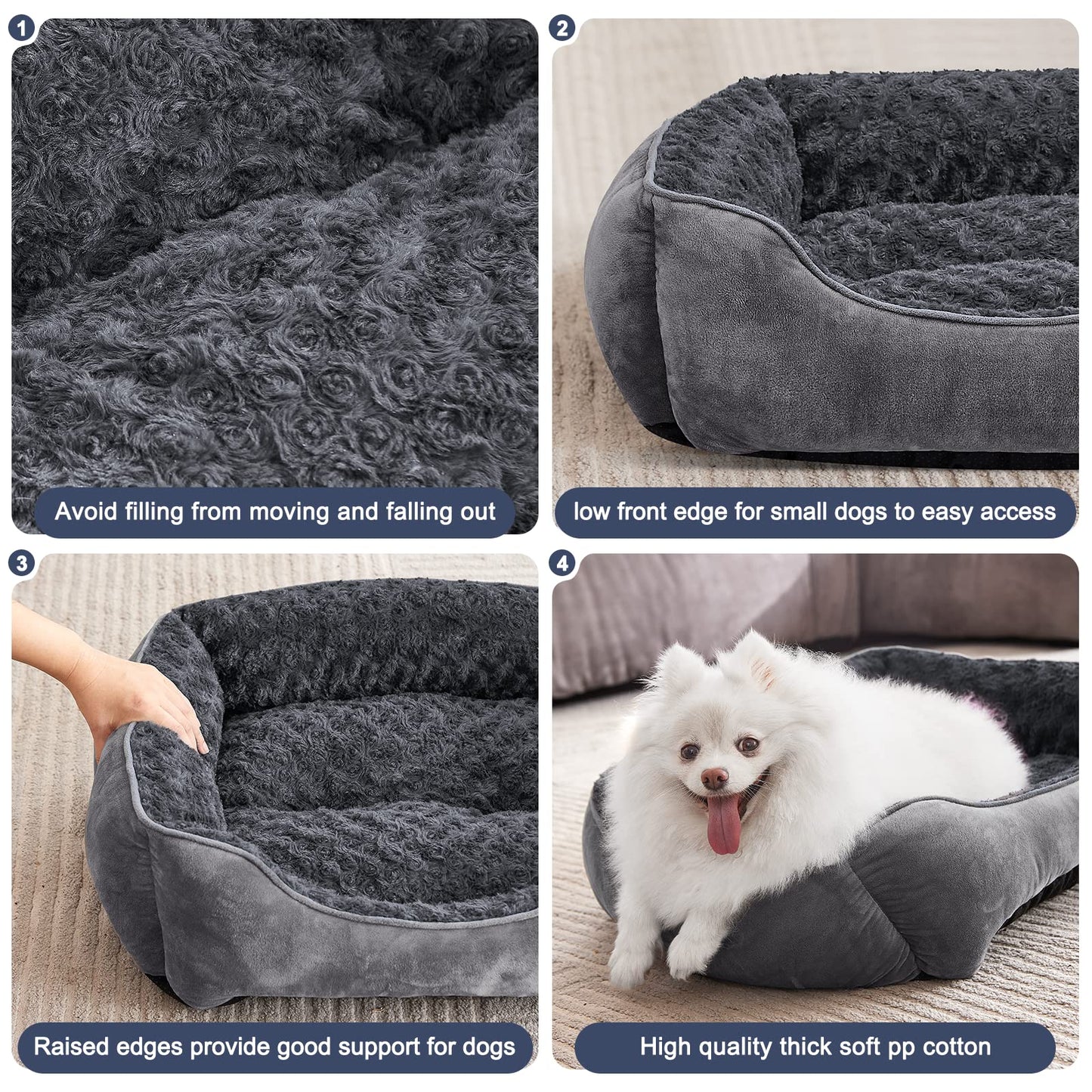 Pawluo Medium Dog Bed – Washable Anti-Anxiety Plush Mattress with Non-Slip Bottom
